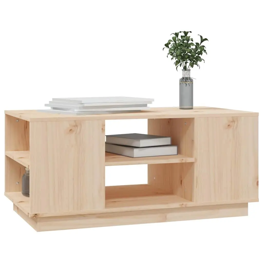 Coffee Table Solid Pine Wood Brown 90x49x40.5cm Storage Compartments