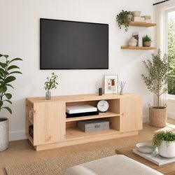 Charming Brown TV Cabinet 110x35x40.5 cm in Pine