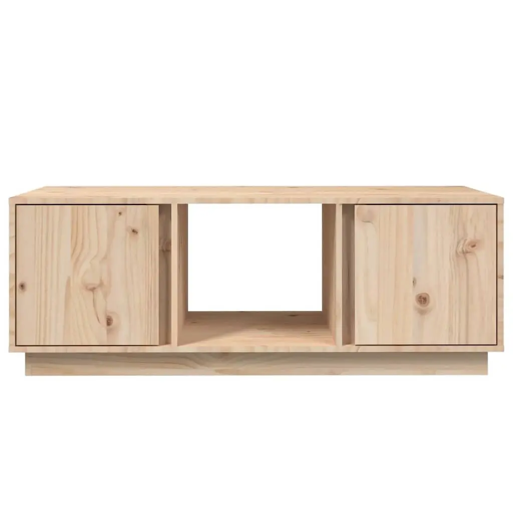 Coffee Table Brown Solid Pine Wood 110x50x40cm with 3 Storage Compartments and 2 Doors