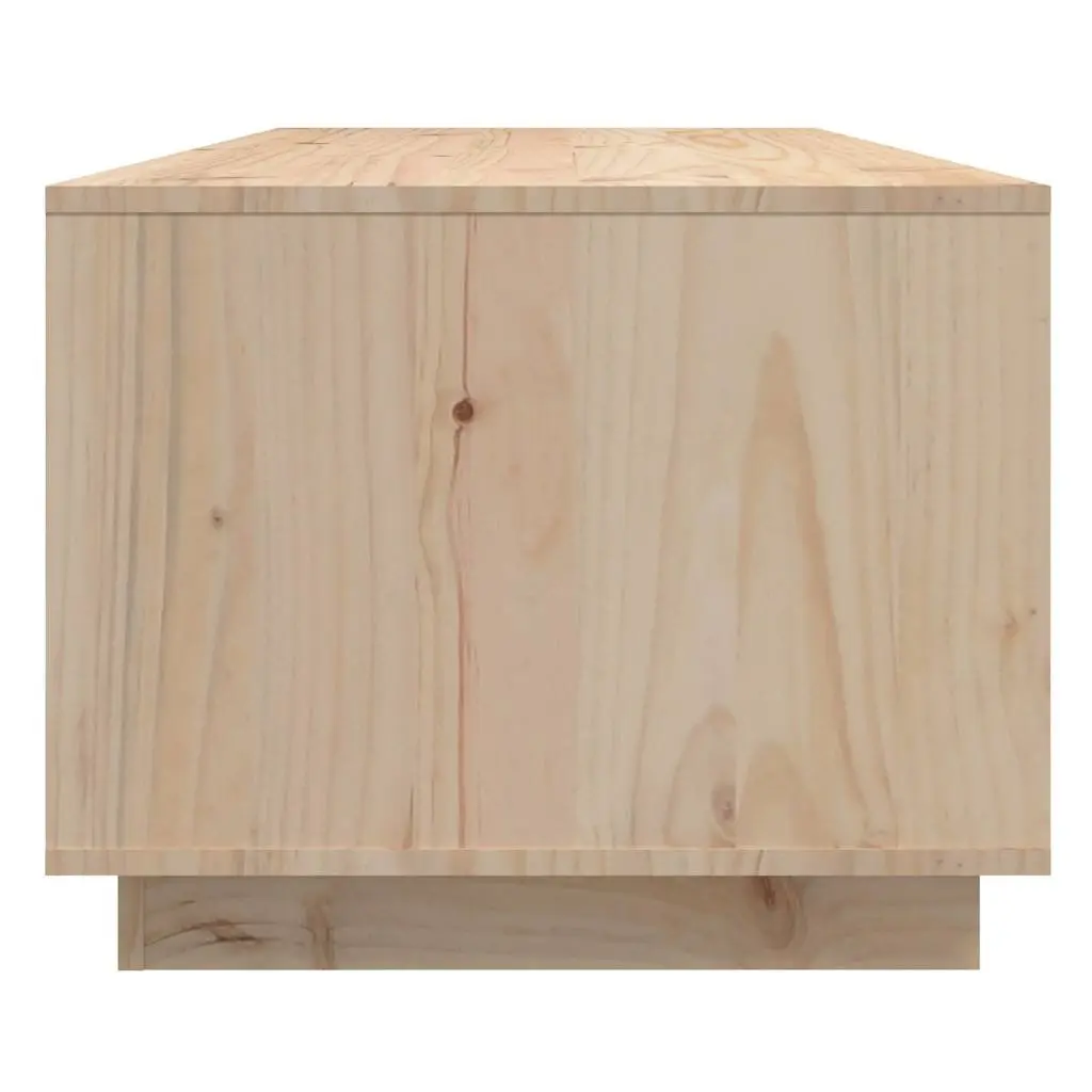 Coffee Table Brown Solid Pine Wood 110x50x40cm with 3 Storage Compartments and 2 Doors