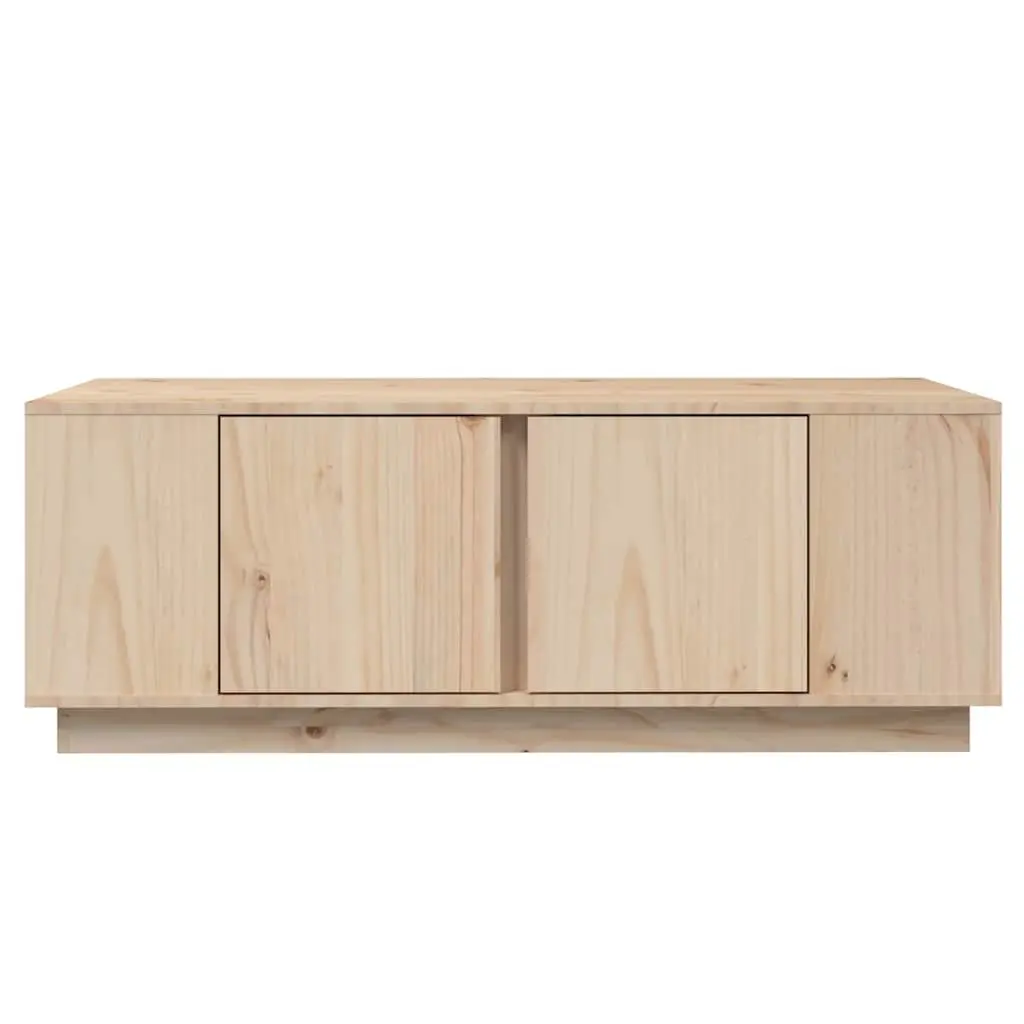 Coffee Table Solid Pine Wood Brown 4 Storage Compartments 2 Doors