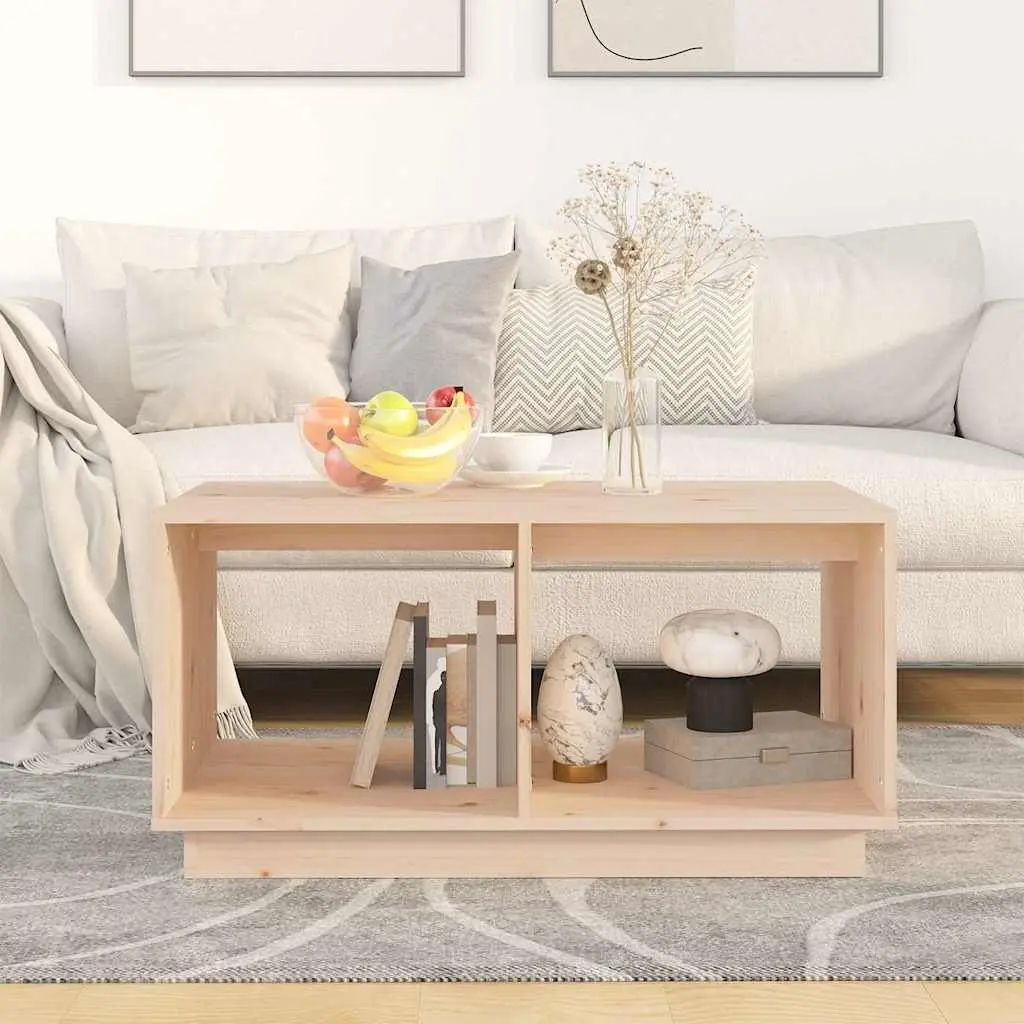 Solid Pine Wood Coffee Table Brown with Two Storage Compartments 80x50x40 cm for Living Room