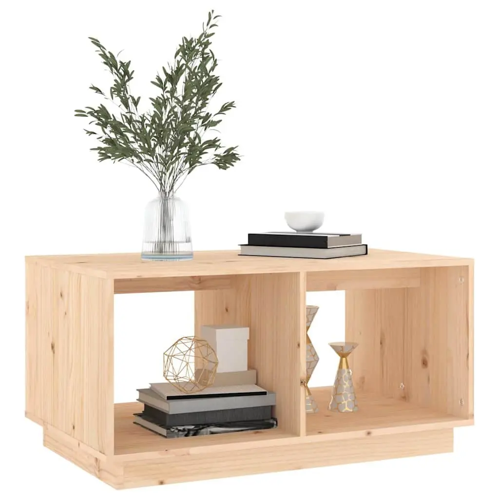 Solid Pine Wood Coffee Table Brown with Two Storage Compartments 80x50x40 cm for Living Room