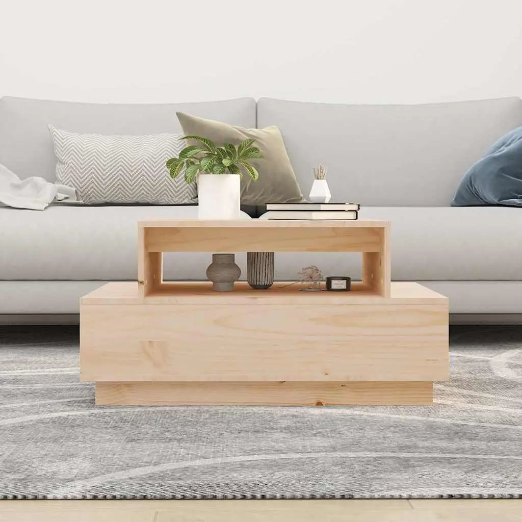 Coffee Table 80x55x40.5 cm Solid Pine Wood Brown Accent Living Room Furniture