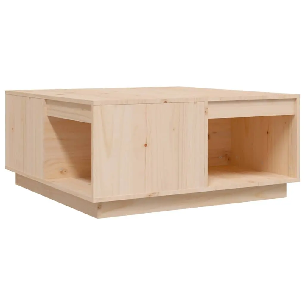 Coffee Table 80x81x36.5 cm Brown Solid Pine Wood Storage Living Room Furniture