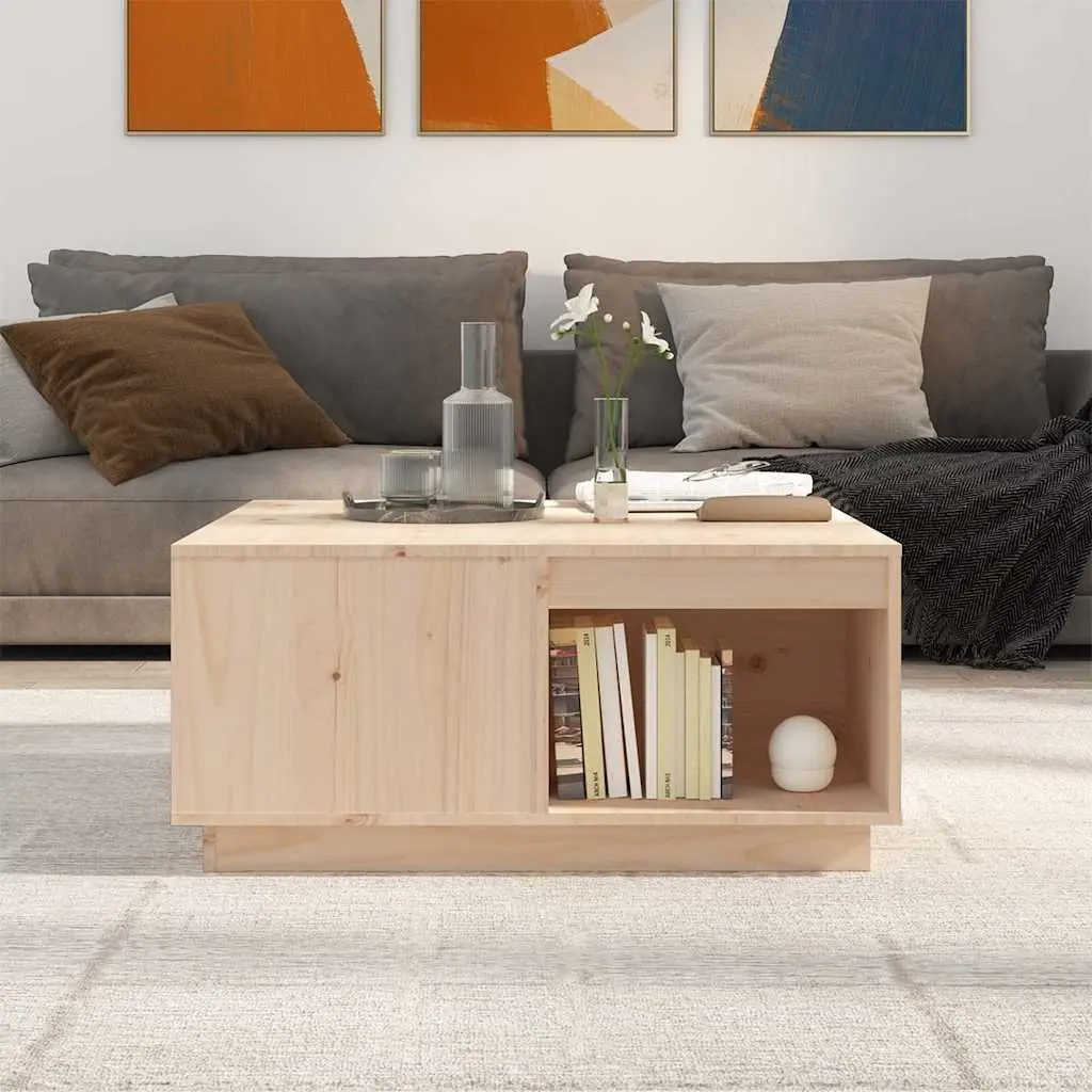 Coffee Table 80x81x36.5 cm Brown Solid Pine Wood Storage Living Room Furniture