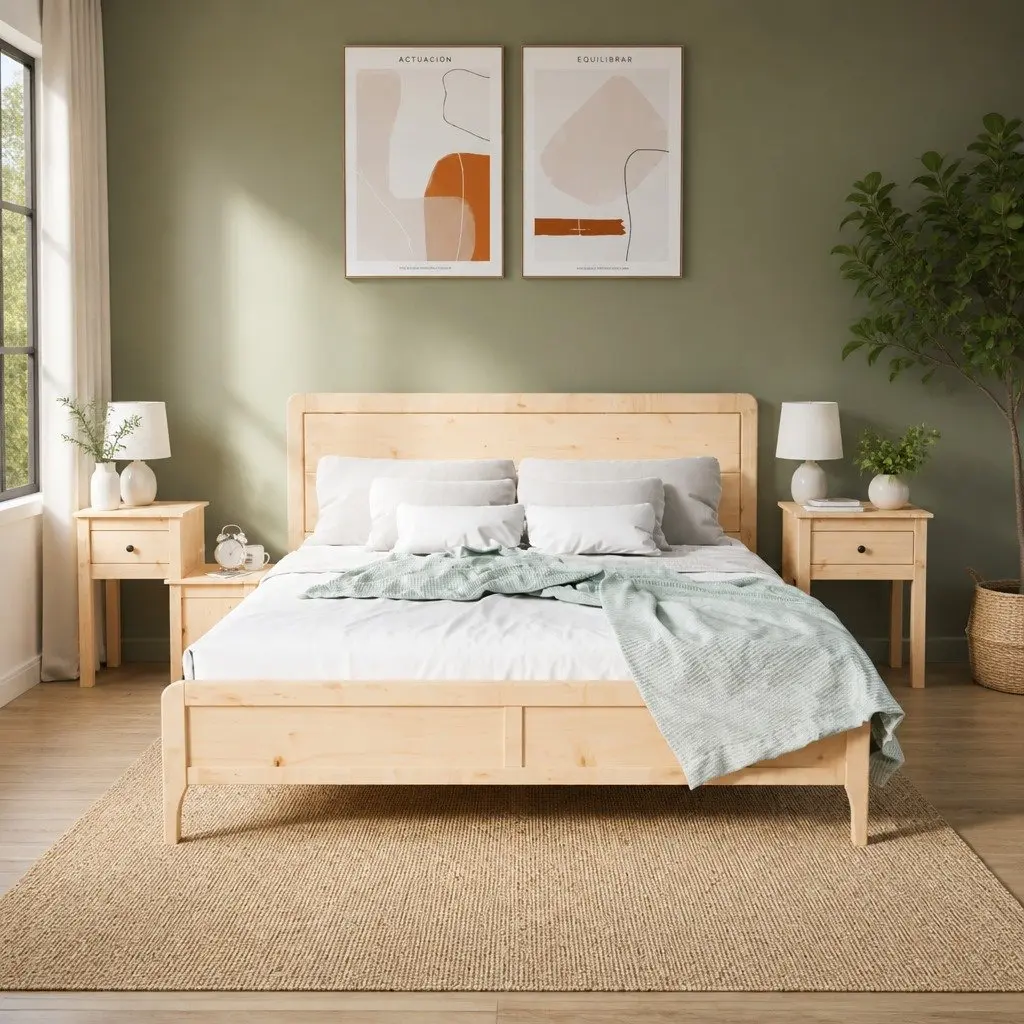 Bedside Cabinets Solid Wood Pine 2 pcs Nightstand Storage Drawer Door