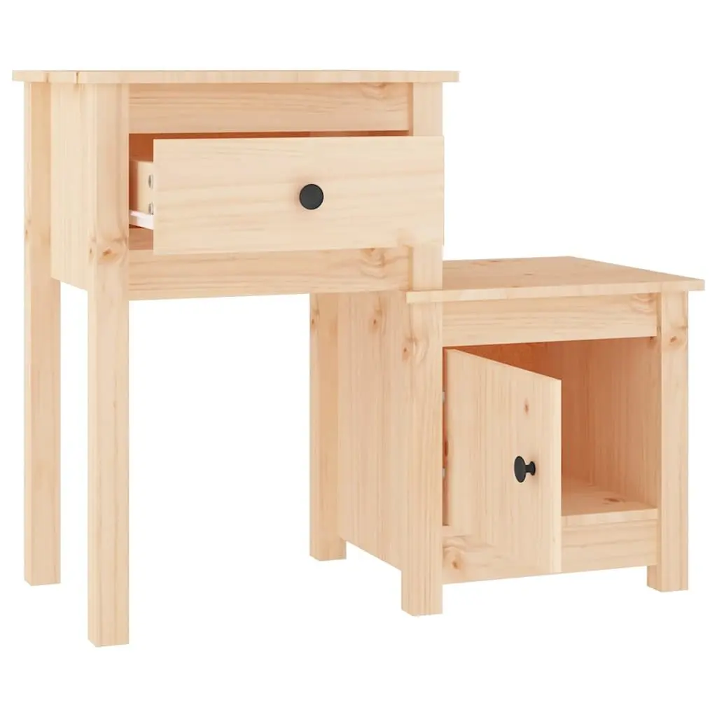 Bedside Cabinets Solid Wood Pine 2 pcs Nightstand Storage Drawer Door