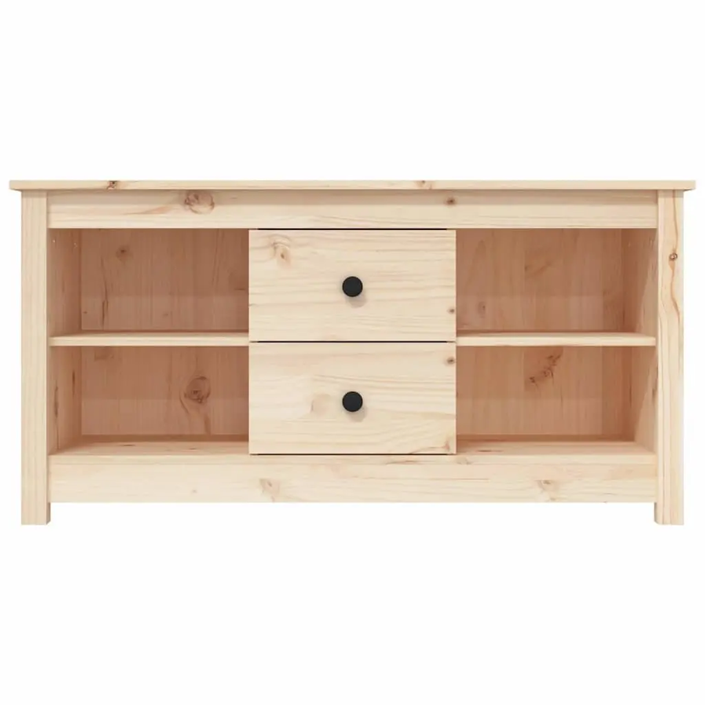 TV Cabinet Solid Pine Wood Brown 103x36.5x52 cm Storage Unit with 2 Drawers and 4 Open Compartments