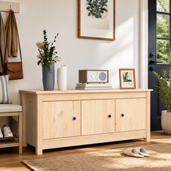 Wooden Shoe Cabinet 110x38x45.5cm Brown Solid Pine Storage Rack Organiser
