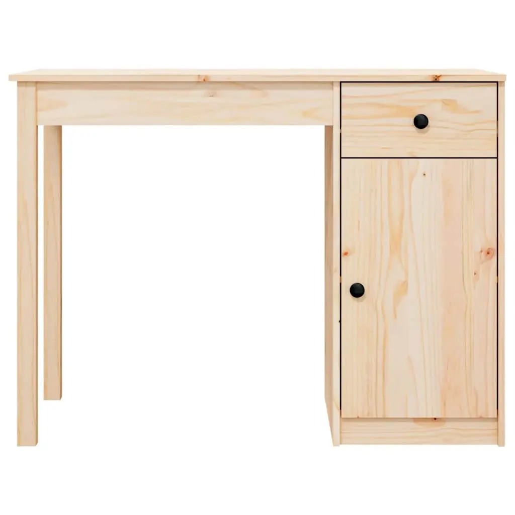 Solid Wood Pine Desk Spacious Surface 100x50x75cm Brown