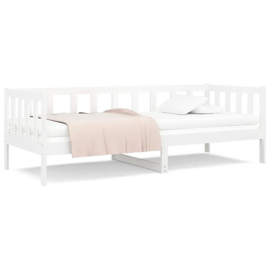 Day Bed Single White 90x190 cm Solid Pine Wood Frame Slatted Base Sofa Bed