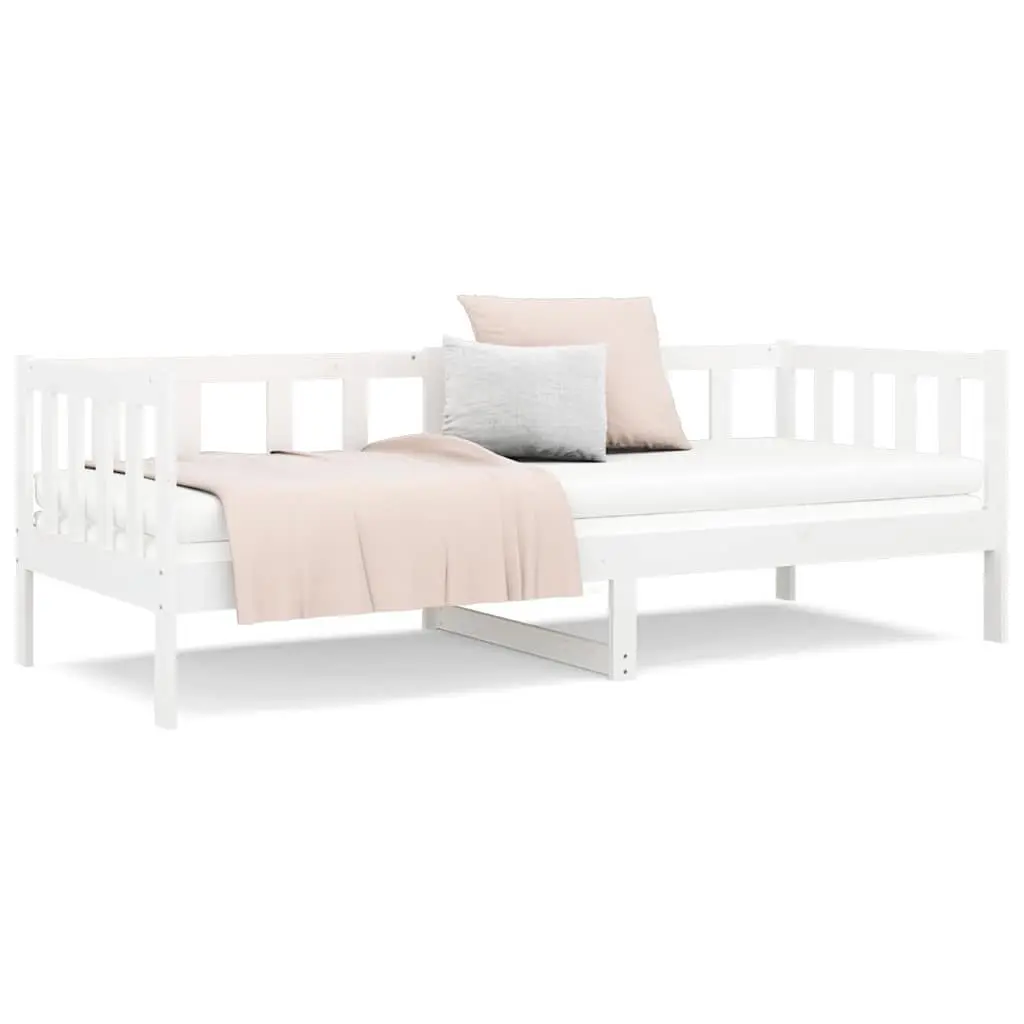 Day Bed Single White 90x190 cm Solid Pine Wood Frame Slatted Base Sofa Bed