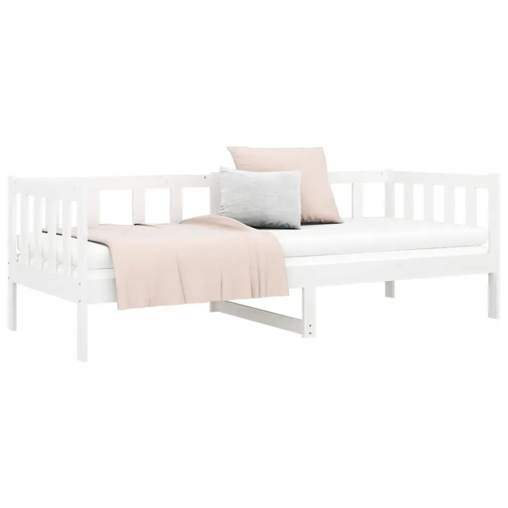 Day Bed Single White 90x190 cm Solid Pine Wood Frame Slatted Base Sofa Bed