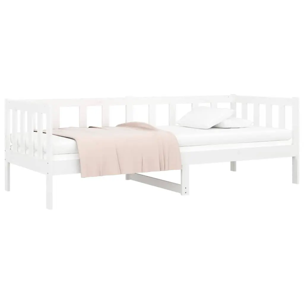Day Bed Single White 90x190 cm Solid Pine Wood Frame Slatted Base Sofa Bed