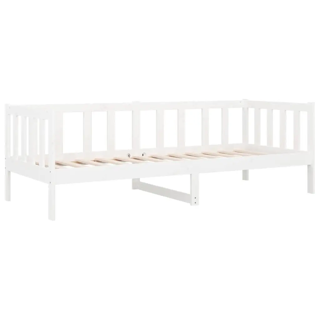 Day Bed Single White 90x190 cm Solid Pine Wood Frame Slatted Base Sofa Bed