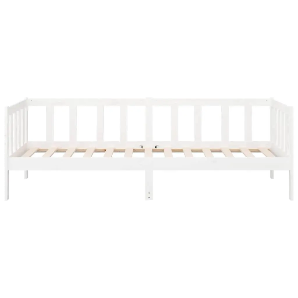 Day Bed Single White 90x190 cm Solid Pine Wood Frame Slatted Base Sofa Bed