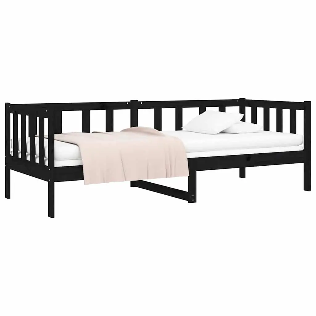 Day Bed Solid Pine Wood Frame Black 90x190cm Wooden Sofa Bed Slatted Base