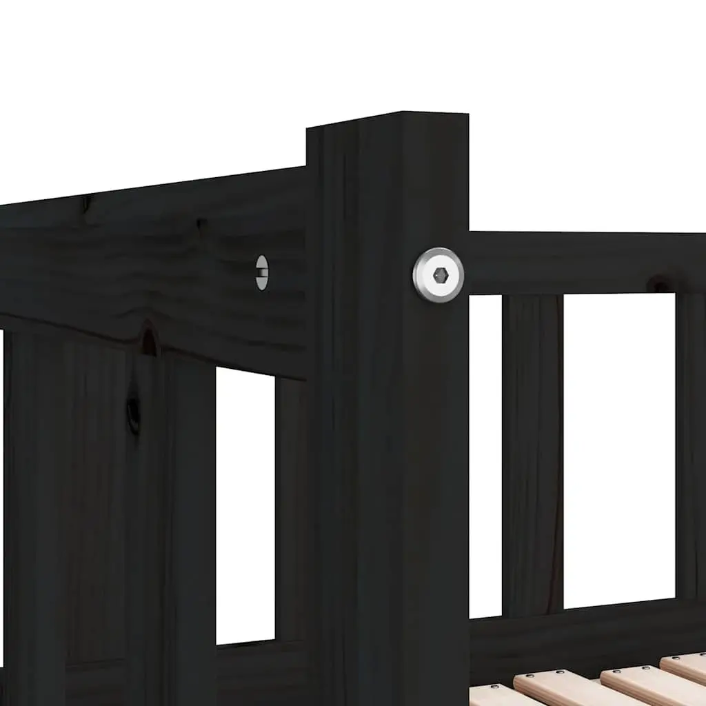 Wooden Day Bed Pull-out Guest Bed Frame Sofa Bed 2x(90x190) cm Black Slatted