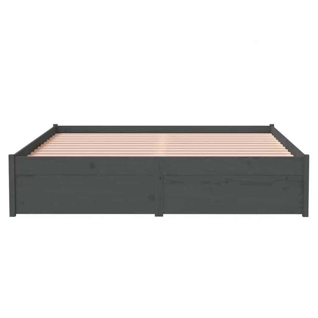 Grey Solid Wood Bed Frame 135x190 cm