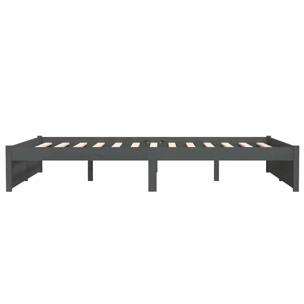 Grey Solid Wood Bed Frame 135x190 cm