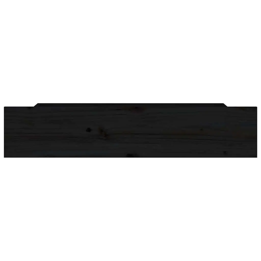 Under Bed Storage Drawers Solid Pine Wood Black 4 Piece