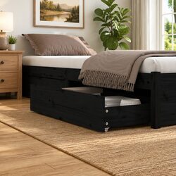 Friendly Under Bed Storage Drawers - 4 Black Pine Pieces