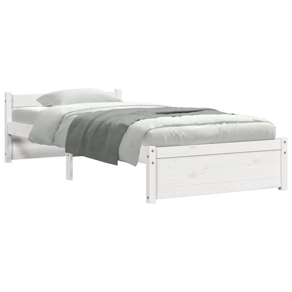 Solid Wood Bed Frame Classic Headboard 90x190cm White Pine Bedroom Furniture