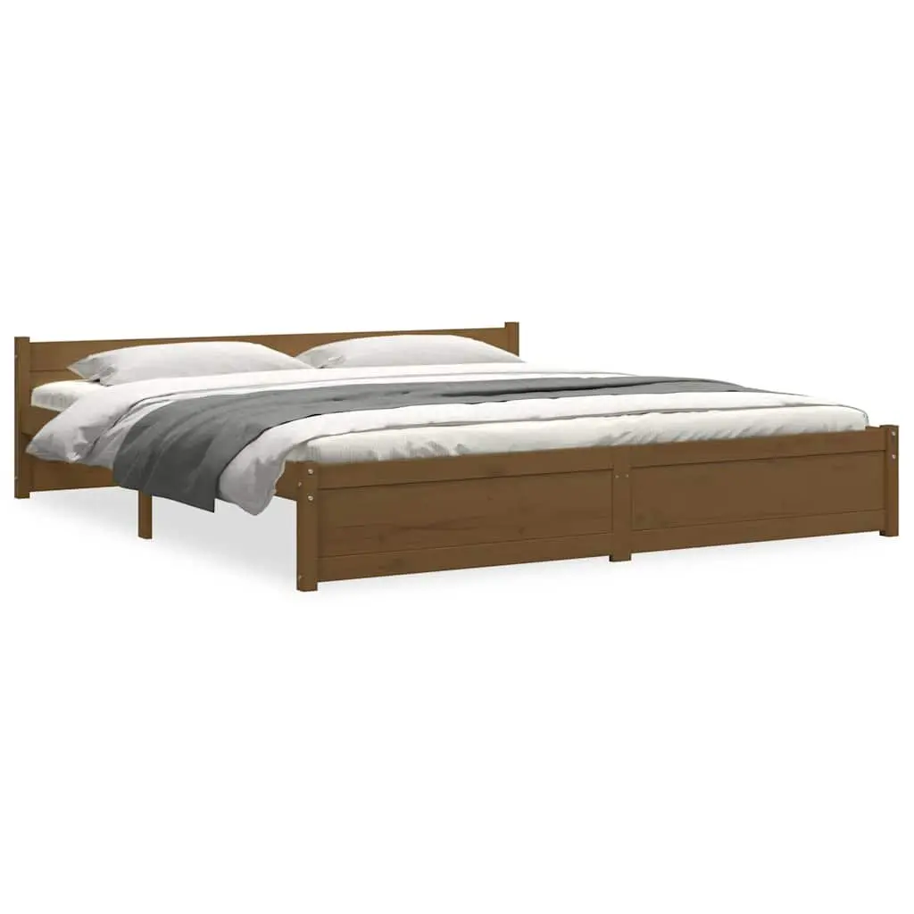King Bed Frame Solid Wood Honey Brown 183x203cm