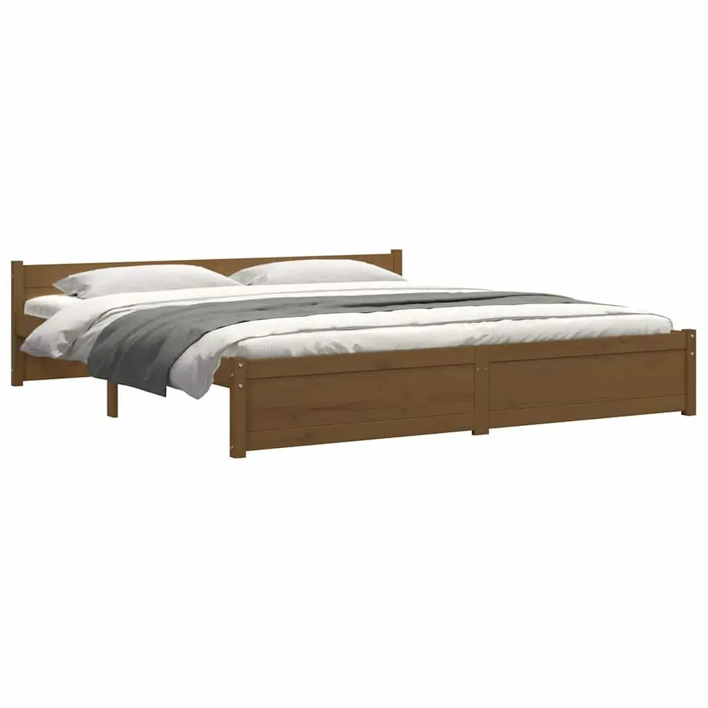 King Bed Frame Solid Wood Honey Brown 183x203cm