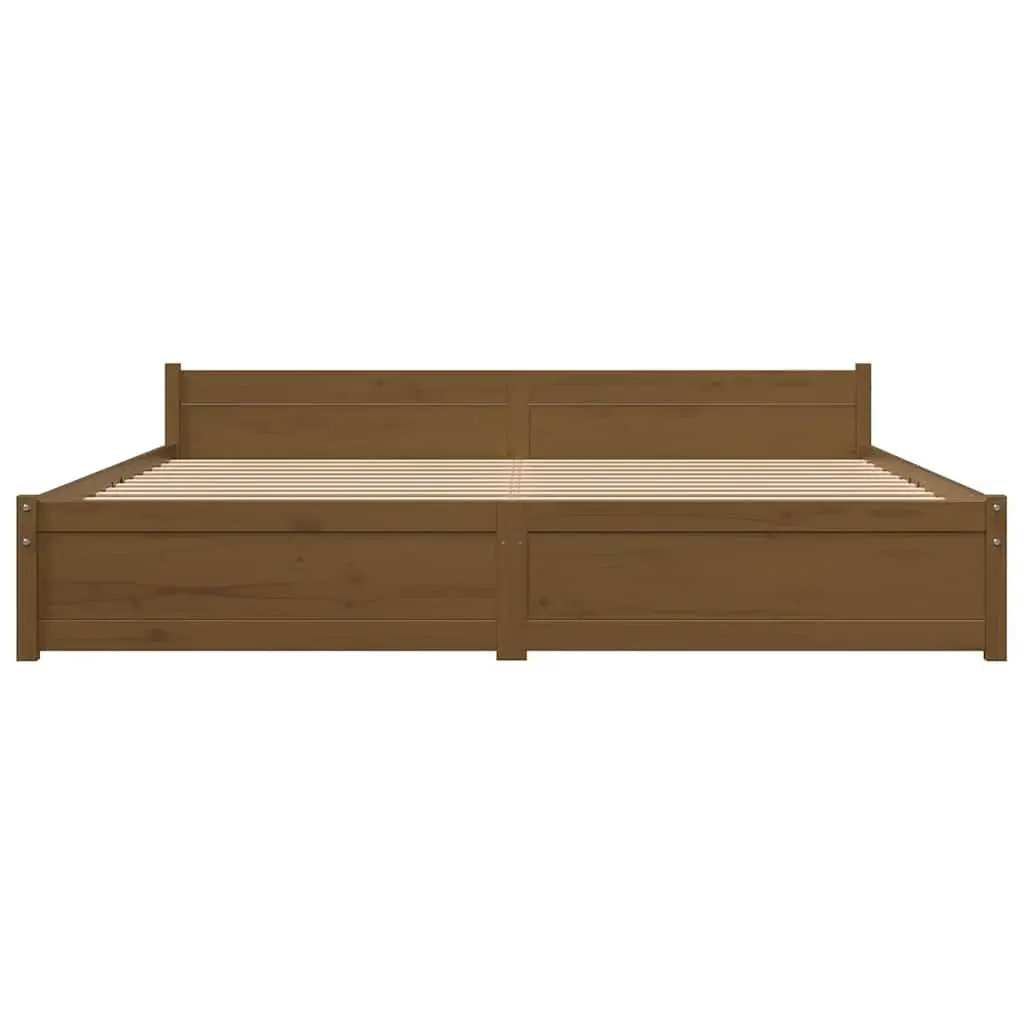 King Bed Frame Solid Wood Honey Brown 183x203cm