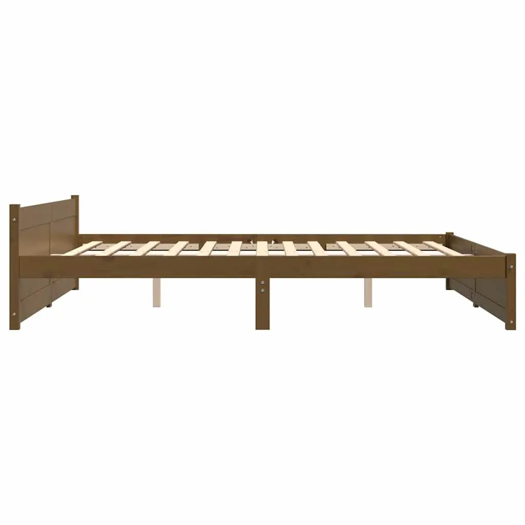 King Bed Frame Solid Wood Honey Brown 183x203cm