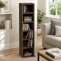 CD Cabinet Storage Media Organiser Smoked Oak 21x20x88cm Engineered Wood Unit