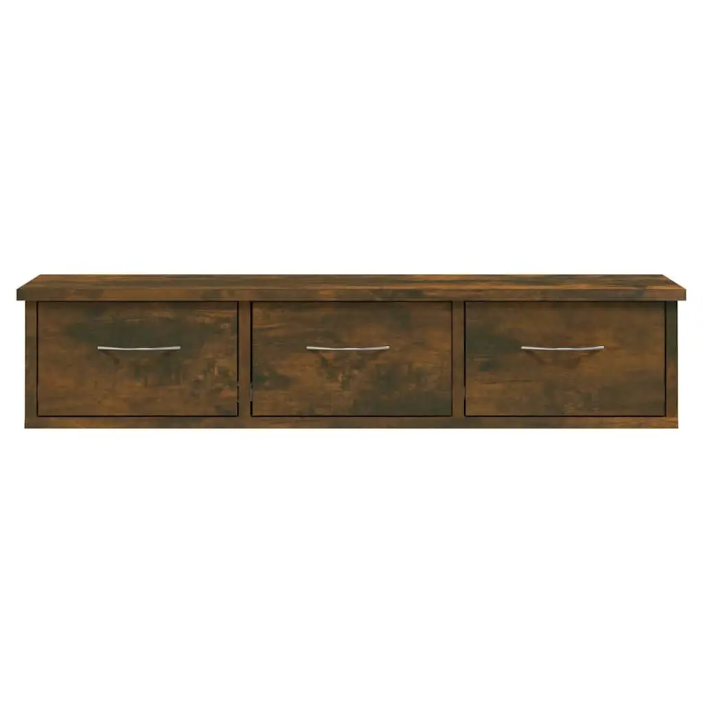 Wall Cabinet Floating Storage Unit with 3 Drawers Brown 88 x 26 x 18.5 cm