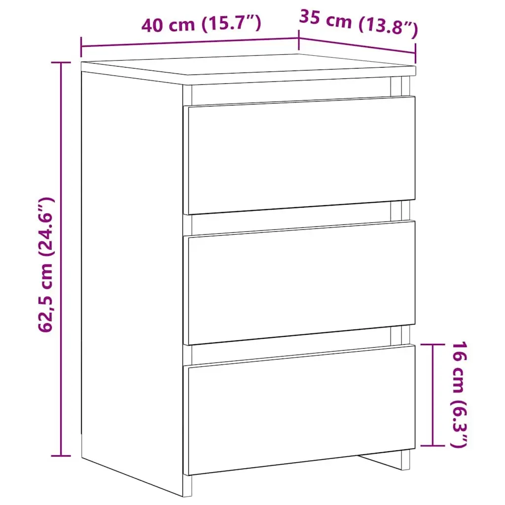 Bedside Tables Grey Sonoma Engineered Wood 2pcs 40 x 35 x 62.5 cm