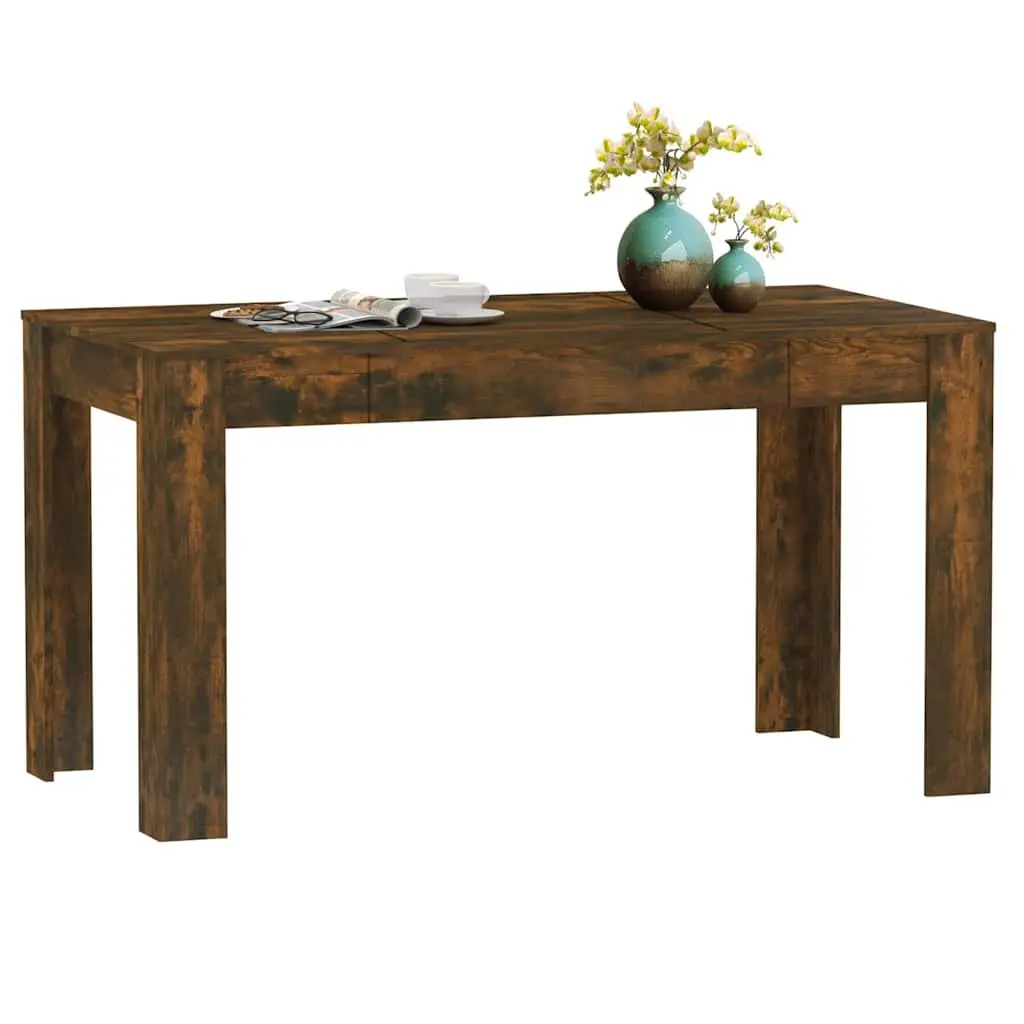 Dining Table Smoked Oak 140cm Engineered Wood Kitchen Furniture Modern Elegance