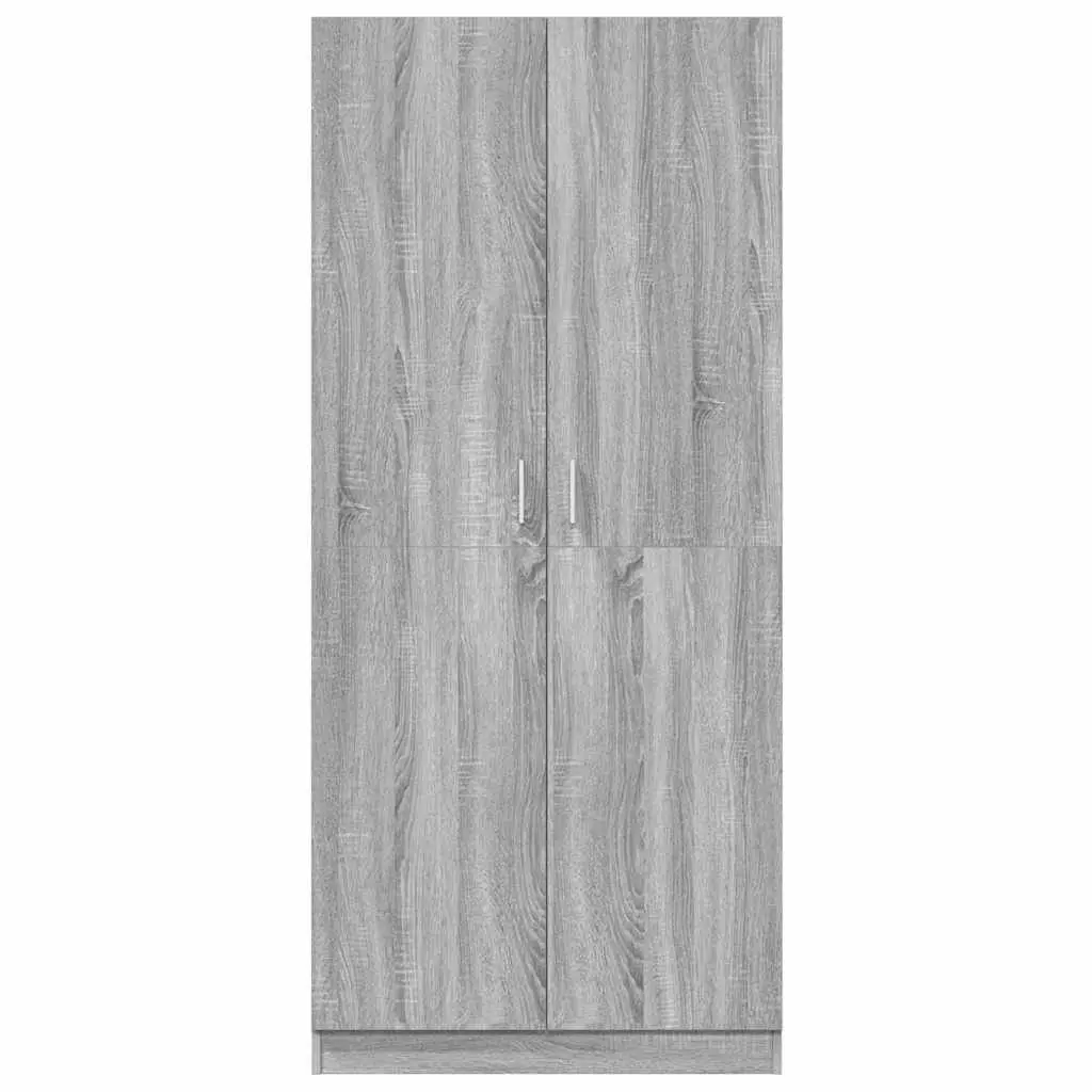 Grey Storage Wardrobe with Hanging Rod