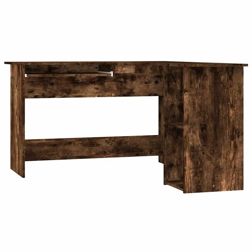 L-Shaped Corner Desk Modern Office Workstation Engineered Wood Brown 120 x 140 x 75 cm