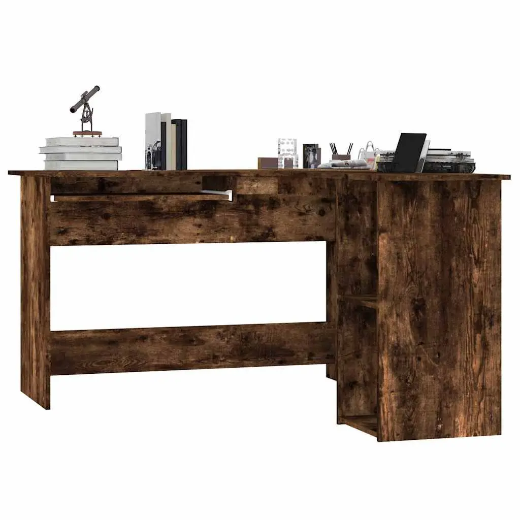 L-Shaped Corner Desk Modern Office Workstation Engineered Wood Brown 120 x 140 x 75 cm