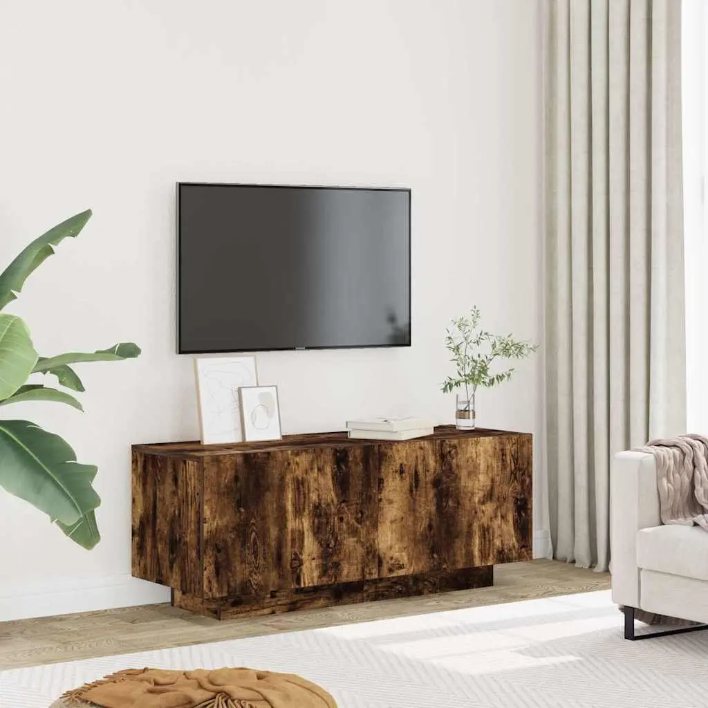 TV Cabinet Brown Engineered Wood Media Storage Unit with Compartments and Doors