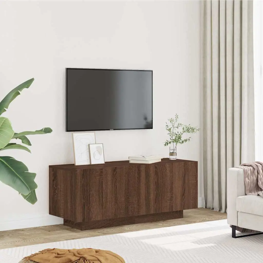TV Cabinet Brown Oak Engineered Wood Media Storage Unit 100x35x40 cm