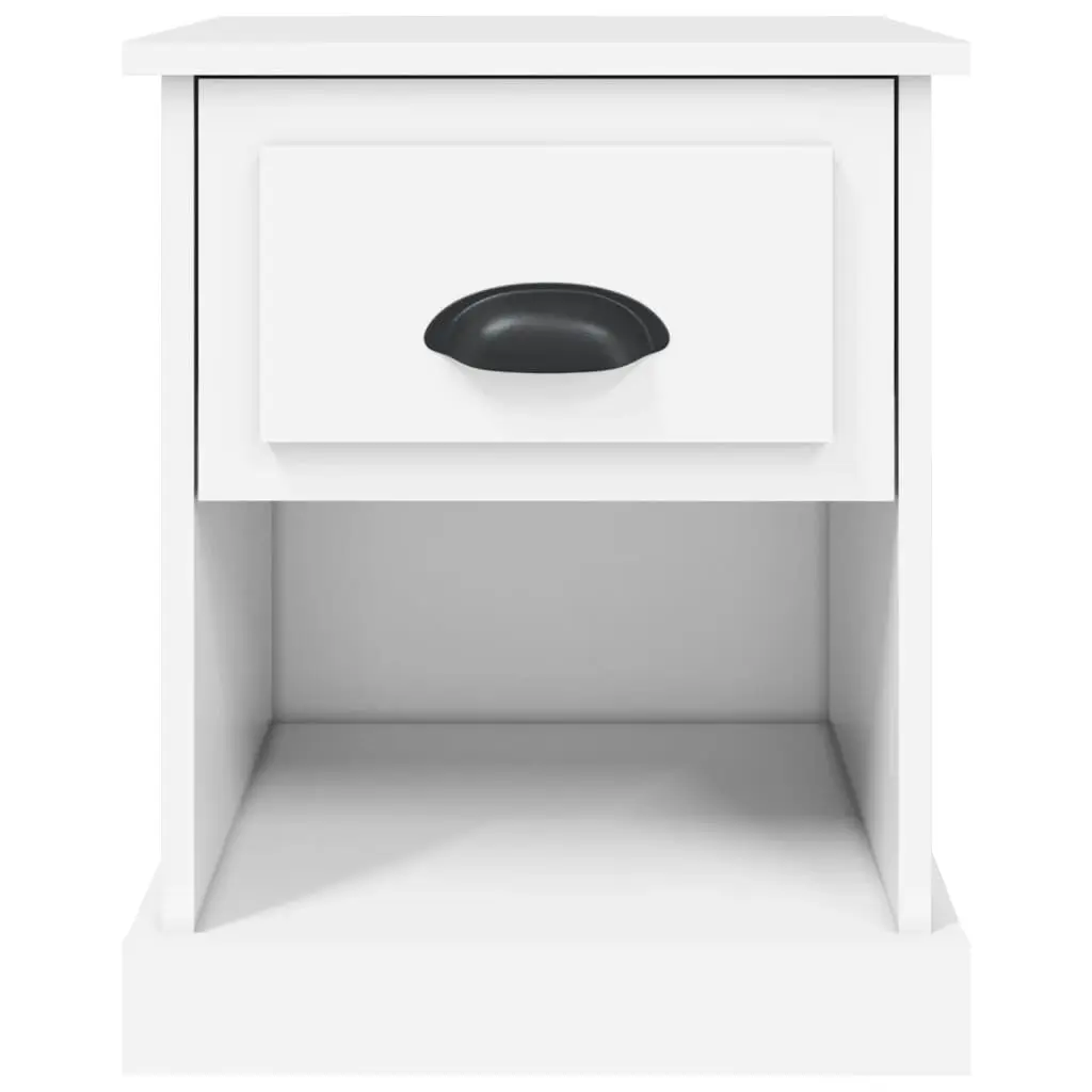 Bedside Cabinet White Engineered Wood Nightstand with Drawer and Open Compartment 39 x 39 x 47.5 cm