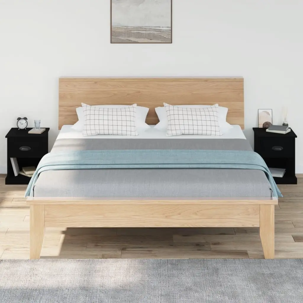 Bedside Cabinets 2 pcs Black 39x39x47.5 cm Engineered Wood Nightstand Storage