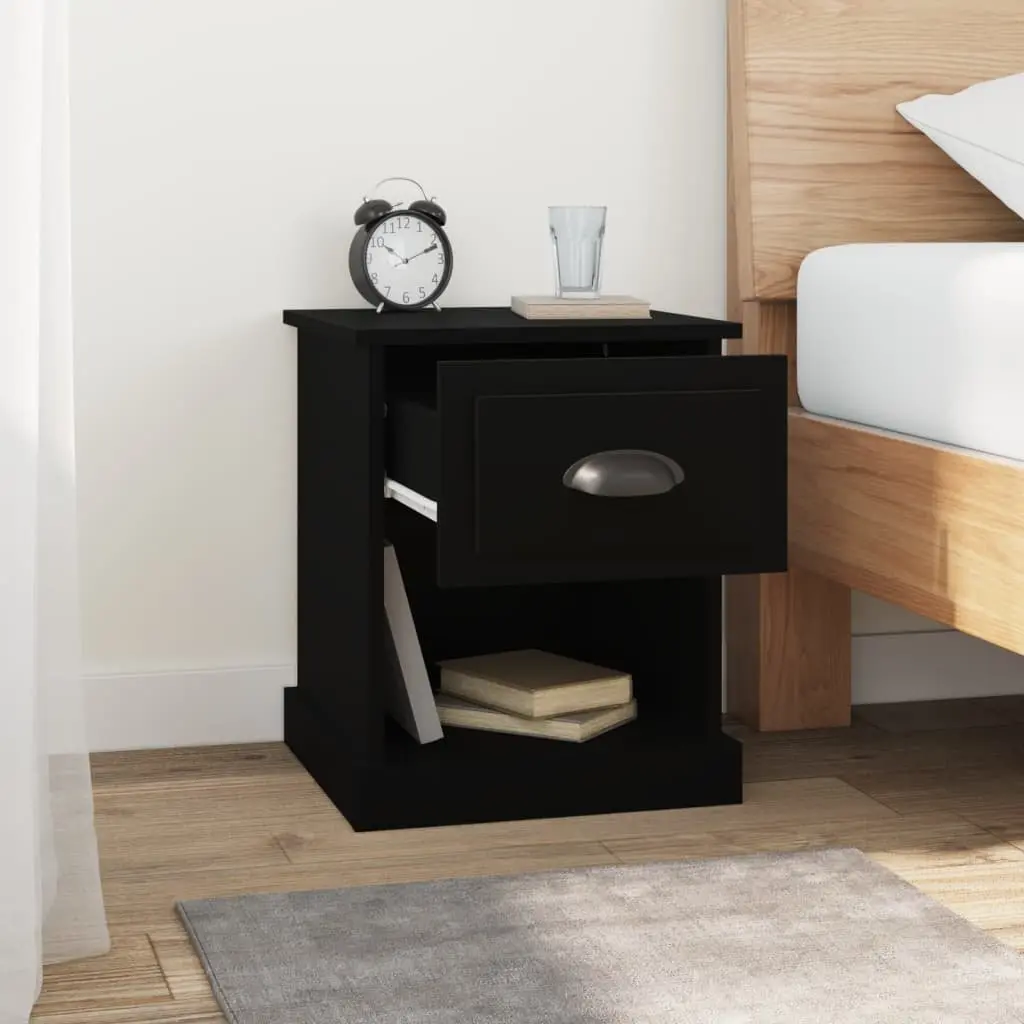 Bedside Cabinets 2 pcs Black 39x39x47.5 cm Engineered Wood Nightstand Storage