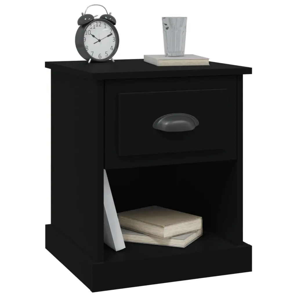 Bedside Cabinets 2 pcs Black 39x39x47.5 cm Engineered Wood Nightstand Storage