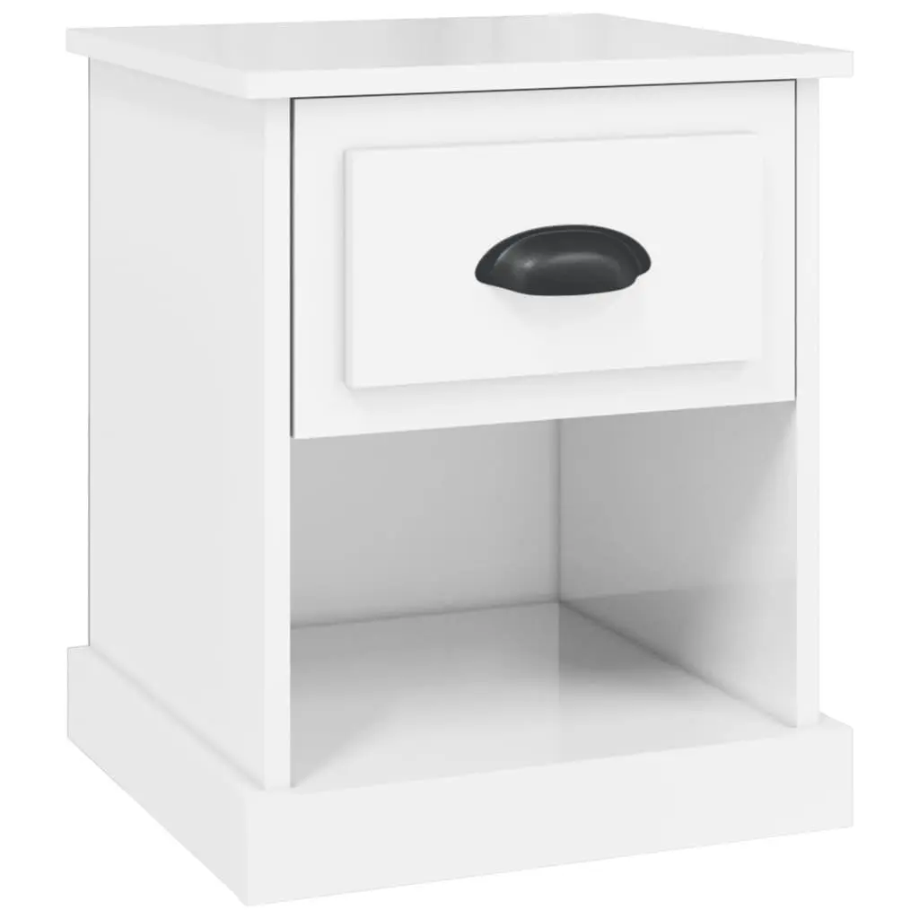Bedside Cabinet White Engineered Wood 39x39x47.5cm Nightstand Storage Table