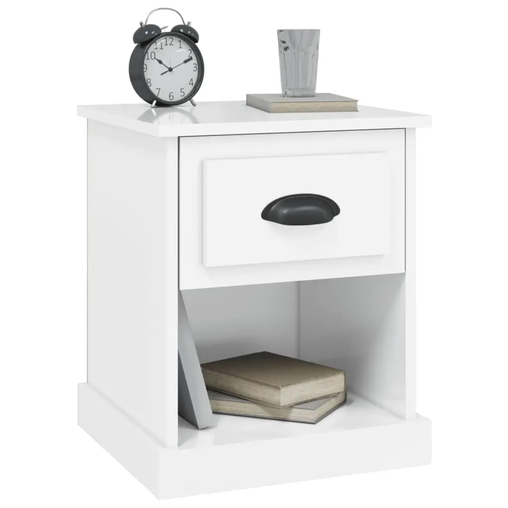 Bedside Cabinet White Engineered Wood 39x39x47.5cm Nightstand Storage Table