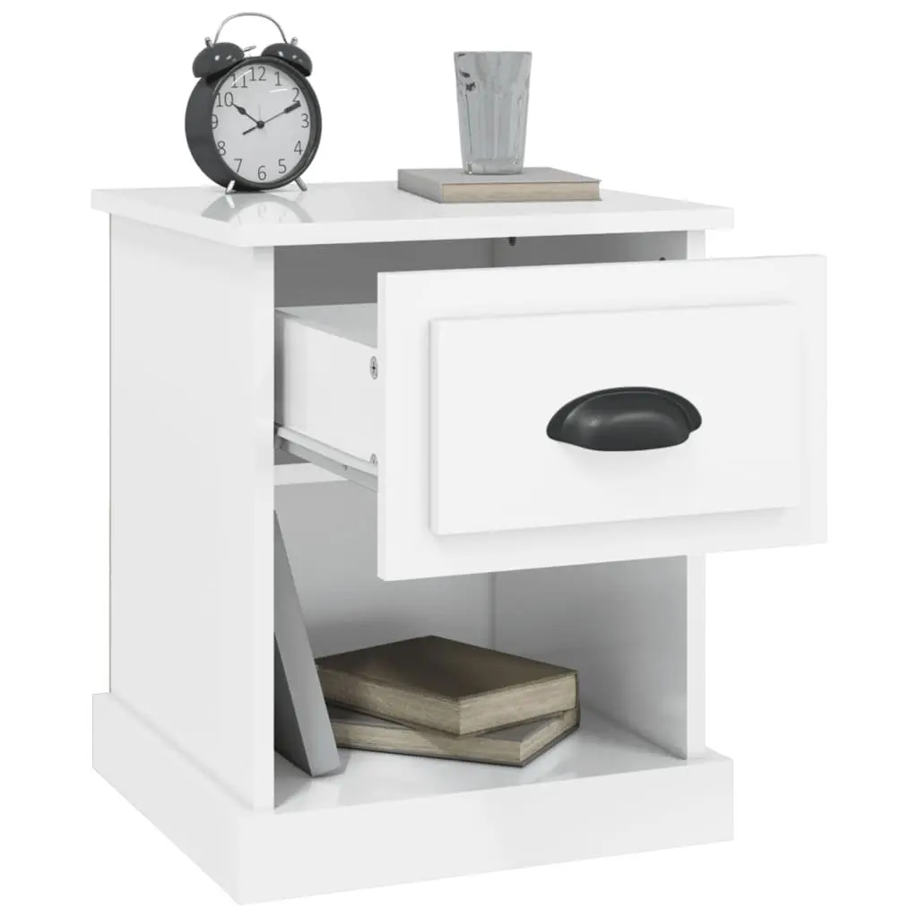 Bedside Cabinet White Engineered Wood 39x39x47.5cm Nightstand Storage Table