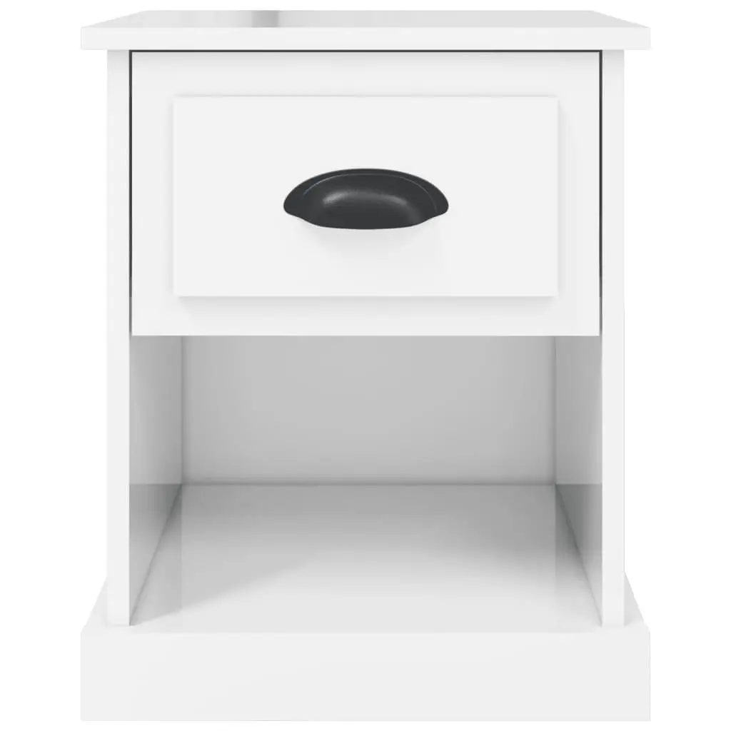 Bedside Cabinets Set of 2 White High Gloss Nightstand Storage Drawer Compartment