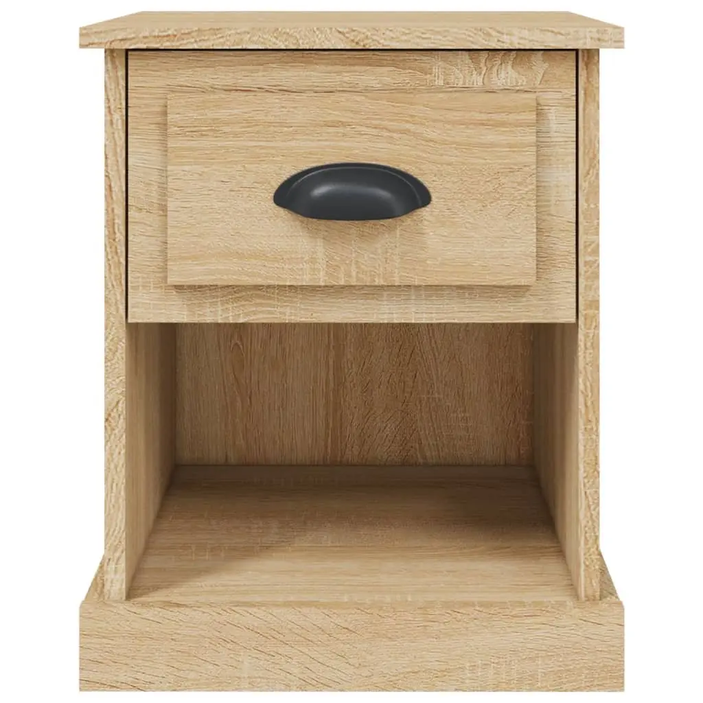 Bedside Cabinet 2 Pieces Brown Engineered Wood Nightstand Side Table Storage